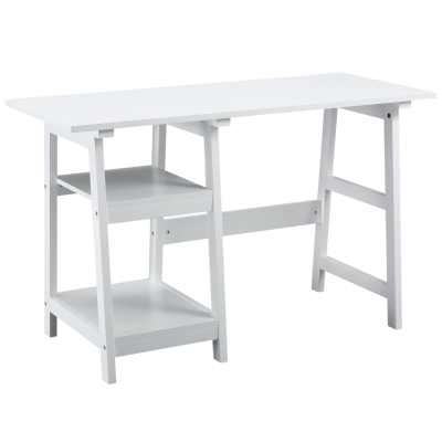 HOMCOM Computer Desk w/ Storage Shelf Study Table w/ bookshelf for Home Office White