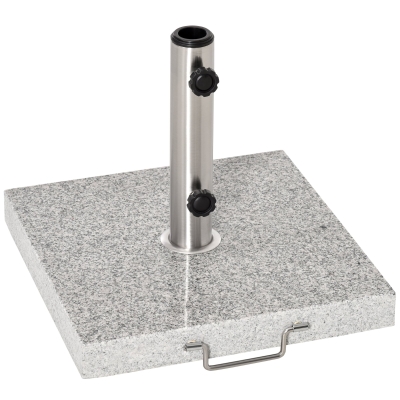 Outsunny Base de Sombrilla Exterior Universal 29 kg de Mármol con 2 Ruedas y Asa de Transporte Tubo de Ø35/38/48 mm Soporte de Parasol para Jardín Balcón Patio 42x42x36 cm Gris