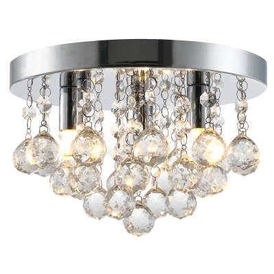 HOMCOM Mini Style Modern Crystal Ceiling Lamp Chandelier for Bedroom Kitchen Silver
