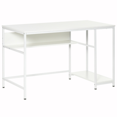 HOMCOM Home Computer Writing Desk Office Table Workstation with Storage Shelf, White