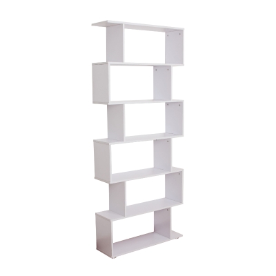 HOMCOM 6-Tier Particle Board Asymmetrical Bookshelf White