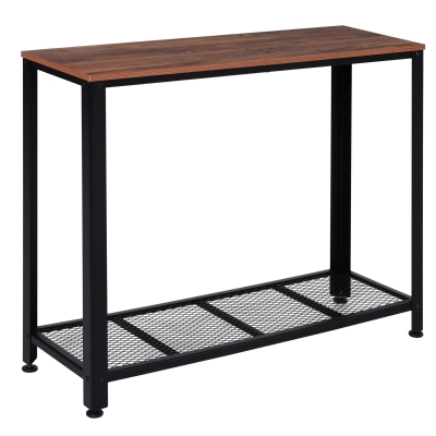 HOMCOM Steel Frame Industrial Style Console Table Brown/Black