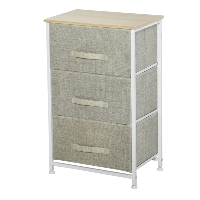 HOMCOM 3-Tier Drawer Cabinet Organizer with Metal Frame for Home Office White Oak