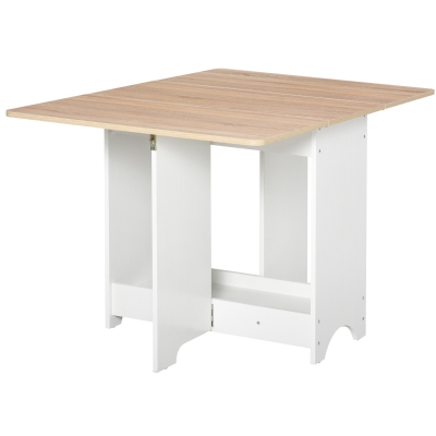 HOMCOM Expandable Drop-Leaf Dining Table Folding Desk Bar Table with Storage Shelf