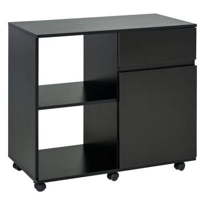 HOMCOM Printer Stand with Open Storage Shelves for Home Office Use Include Drawer Black