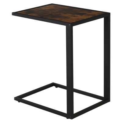 HOMCOM Steel Frame C-Shaped Side Table - Brown