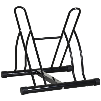 HOMCOM Soporte de Estacionamiento para 2 Bicicletas Garaje Interior Exterior Estable Portátil Almohadilla Antideslizante 60x54x57cm