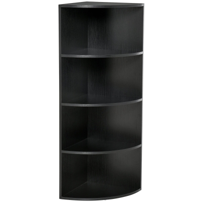 HOMCOM 4-Tier Corner Bookshelf, 39.5Lx39.5Wx120H cm-Black
