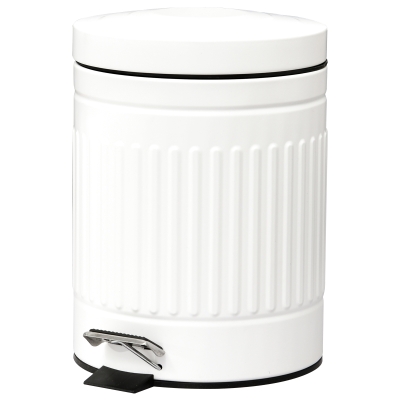 HOMCOM 5L Round Steel Pedal Bin White