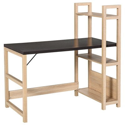 HOMCOM Particle Board 3-Tier Shelves Study Desk Black/Oak