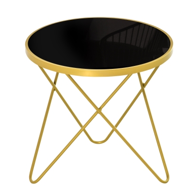 HOMCOM Coffee Table Accent End Side Table with Tempered Glass Top and Golden Metal Legs for Living Room, Bedroom, 43cmx43cmx 40cm