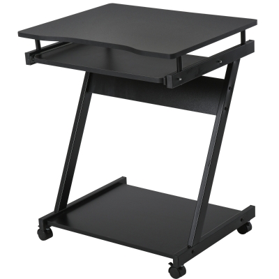 HOMCOM Particle Board Rolling Computer Desk w/ Wheel Lock - Black