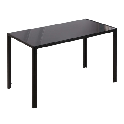 HOMCOM Modern Rectangular Dining Table for 4 People with Tempered Glass Top & Metal Legs (Chairs Not Included) - Black