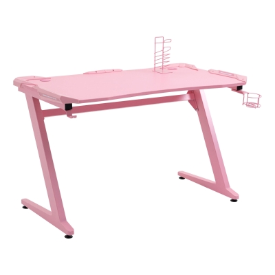 HOMCOM Gaming Computer Desk w/ Cup Holder Headphone Hook Gamepad Holder Home Pink