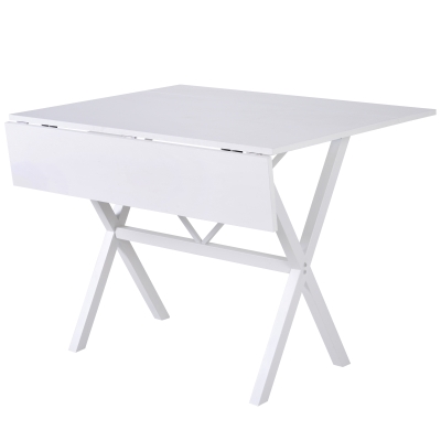 HOMCOM Folding Dining Table MDF Top Metal Frame Kitchen Expandable Table 6 Person White