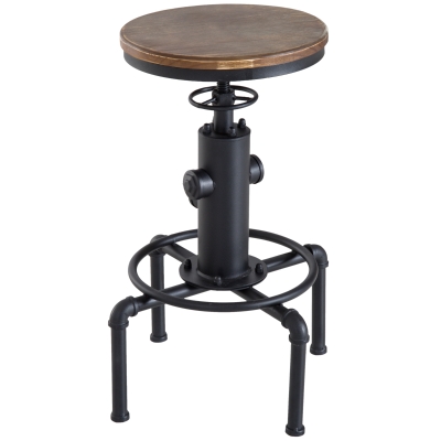 HOMCOM Swivel Bar Stool W/Footrest, Pine Wood, Steel-Brown/Black