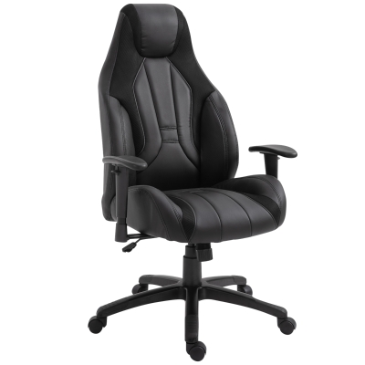 Vinsetto PU Leather Upholstered Adjustable-Sit Home Office Chair Grey/Black