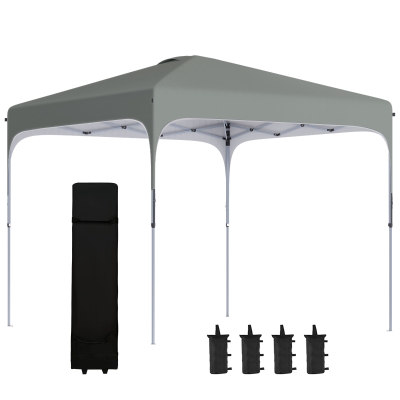 Outsunny Pop Up Gazebo Foldable Canopy Tent with Wheeled Carry Bag & 4 Leg Weight Bags