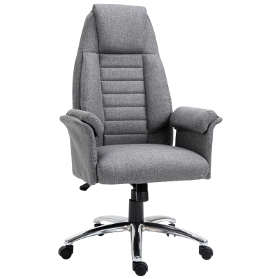 HOMCOM High back Double-Tier Armrest Office Chair Grey
