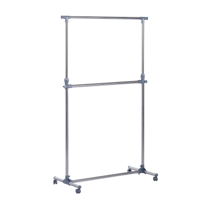 HOMCOM Heavy Duty Clothes Hanger W/Wheels-Silver/Grey