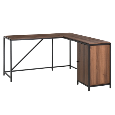 HOMCOM L-Shape Computer Corner Desk PC Table Workstation w/ Cabinet for Home Office