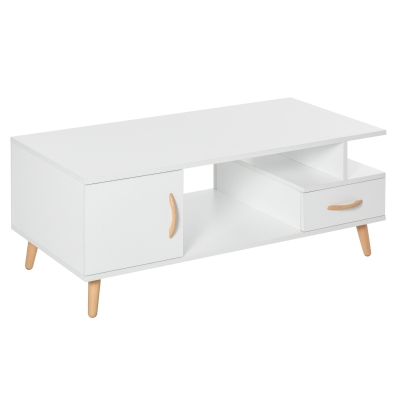 HOMCOM Modern Minimalism Storage Coffee Table Wooden Living Reception Room w/ Drawer