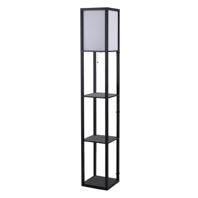 HOMCOM Shelf Floor Lamp, Tower Storage Shelves for Bedroom, 4-tier Open Shelves, 26L x 26W x 160Hcm-Black/White
