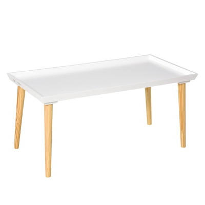 HOMCOM Tray Top Coffee Table for Living Room Home Office Modern Wood, White