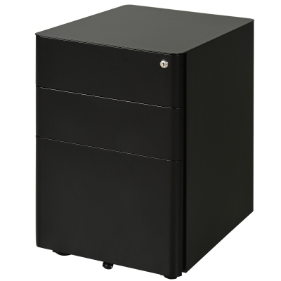 Vinsetto Metal 3-Drawer Filing Cabinet w/ Lock Black