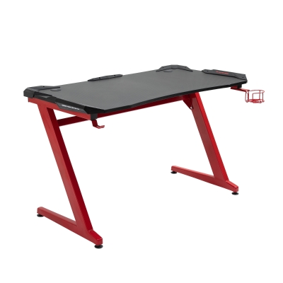 HOMCOM computer Desk Spacious Workstations for Home and Office w/cup holder Headphone hook Red/Black