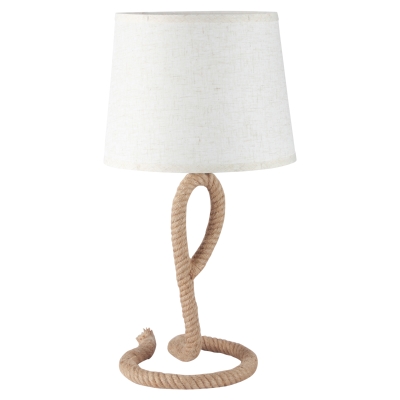 HOMCOM Farmhouse Table Lamp with Rope Base, Desk Fabric Light, Bedroom, Living room