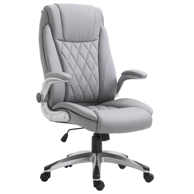 Vinsetto PU Leather Office Chair Ergonomic Chair 360° Rotation w/ Headrest in Grey
