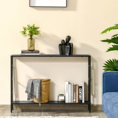 HOMCOM Industrial Console Table Metal Frame Grey & Black