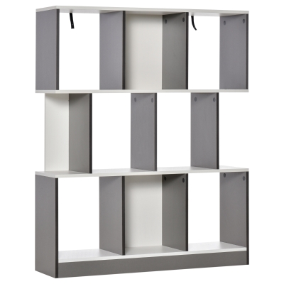 HOMCOM 3-Tier Multifunctional Bookcase Storage Unit Display Shelf Grey and White