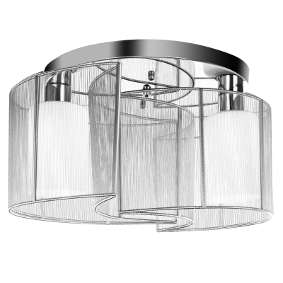 HOMCOM 40x25cm Metal Ceiling Light Pendant with Fabric Finish White