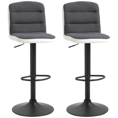 HOMCOM Bar stool Set of 2 Armless Adjustable Height Upholstered Bar Chair Dark Grey