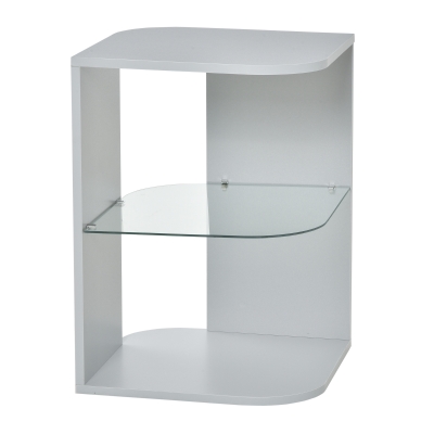 HOMCOM Modern Side Table Three Layer Bedside Table Nightstand w/ 2 Shelves, Grey
