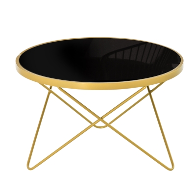 HOMCOM Coffee Table Accent End Side Table with Tempered Glass Top and Golden Metal Legs for Living Room, Bedroom, 65cmx65cmx40cm