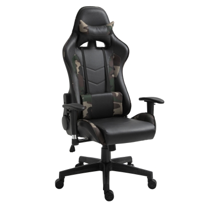 Vinsetto Gaming Office Chair High Back Reclining Gaming Chair w/Vibrating Lumbar Cushion Rocking,Green