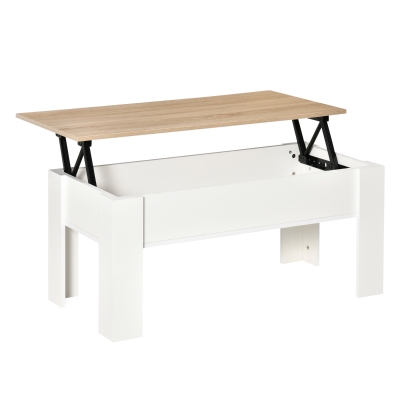 HOMCOM Lift Top Coffee Table Pop-Up Center Table W/ Storage Compartment for Living Room