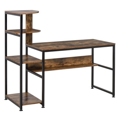 HOMCOM Computer Desk w/ 4 Storage Shelves Steel Frame Workstation for Home Office