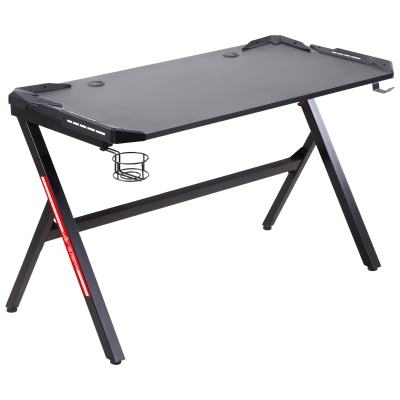 HOMCOM 1.2m Gaming Desk Computer Table LED Light w/ Cup Holder Headphone Hook E-sport