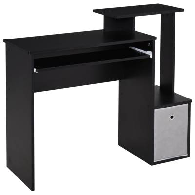HOMCOM Computer Desk with Sliding Keyboard Tray Storage Drawer Shelf Workstation Black