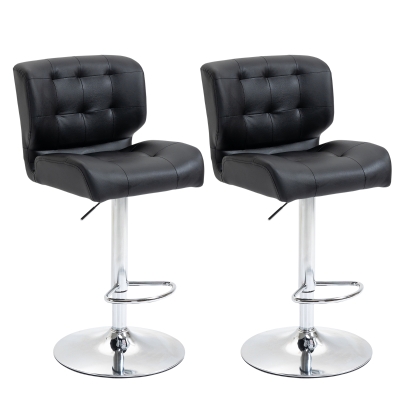 HOMCOM Modern Bar stools Set of 2 Adjustable Height Swivel Bar Chairs with Footrest