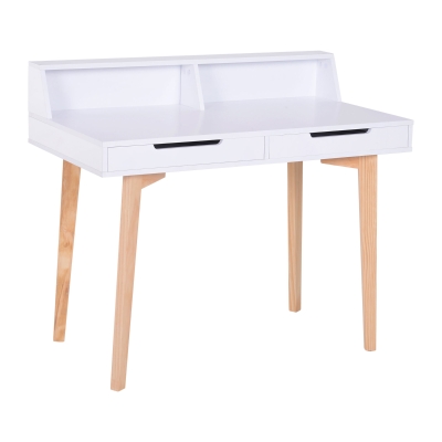 HOMCOM Writing Desk W/Solid Wood Legs-White