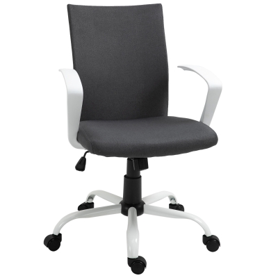 Vinsetto Office Chair Linen Swivel Computer Desk Chair Home Study Task Chair, Deep Grey