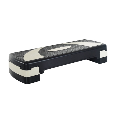 HOMCOM Tabla de Step Ajustable y Antideslizante para Fitness - Color Negro y Gris - Plástico - 80x31x10/15/20cm