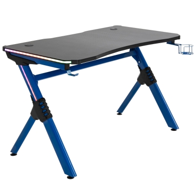 HOMCOM Ergonomic Game Room Furniture Racing Style Design Home Fun Workstation, Blue