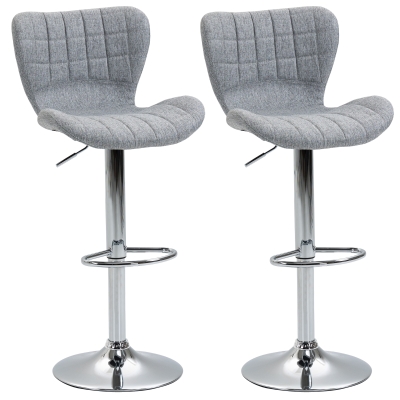 HOMCOM Set of 2 Swivel Bar Stools Adjustable Height Dining Chair with/ Footrest for Home Pub