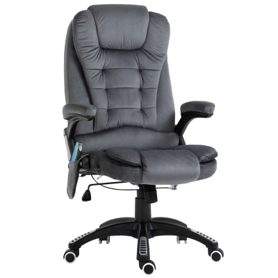 Vinsetto Faux Velvet Reclining Heated Massage Office Chair Grey